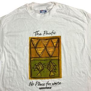 VTG 90s The Pacific XL Greenpeace Hanes Beefy Graphic Tee Recycle Earth Planet